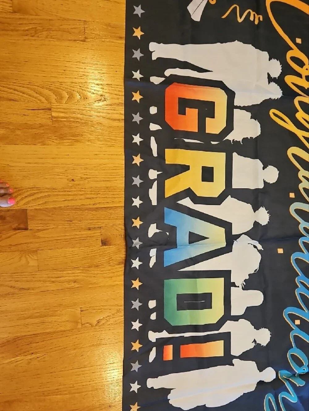Graduation Banner Flag - Multicolor on Black - Party Decoration